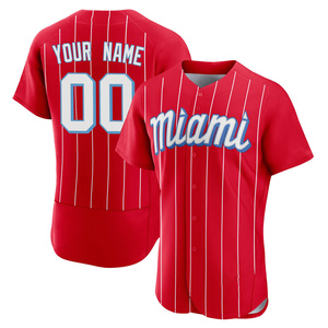 Men's Miami Marlins Custom Red 2021 City Connect Jersey - Authentic