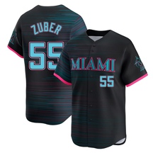 Men's Miami Marlins Tyler Zuber Black 2025 City Connect Jersey - Limited