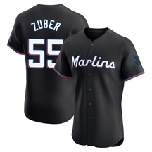 Men's Miami Marlins Tyler Zuber Black Alternate Vapor Premier Jersey - Elite