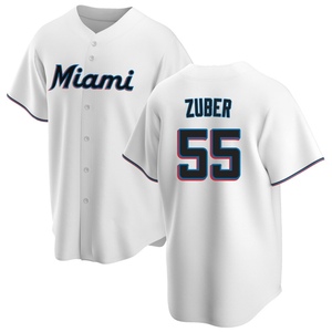Men's Miami Marlins Tyler Zuber White Home Jersey - Replica