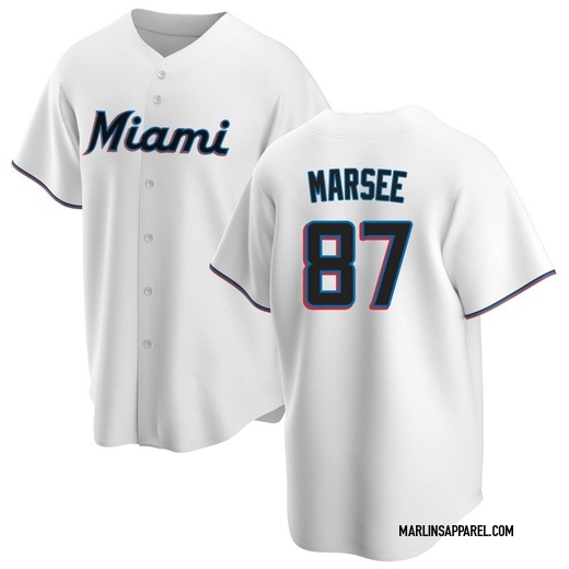 Youth Miami Marlins Jakob Marsee White Home Jersey - Replica