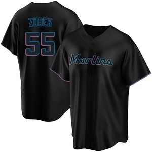 Youth Miami Marlins Tyler Zuber Black Alternate Jersey - Replica
